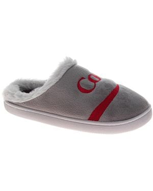 Coca Cola Coke Logo Casual Slippers Cozy Softlined Warm Indoor Comfort Shoes - Gray