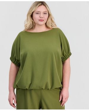 Anne Klein Plus Size Boat-neck Dolman-sleeve Top - Green