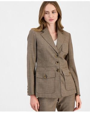 Anne Klein Plaid Three-button Blazer - Brown
