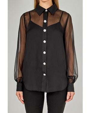 Endless Rose Volume Sleeve Shirt Blouse - Black
