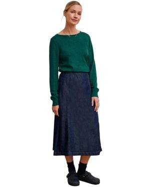 Celtic & Co. Midi Wrap A-line Denim Skirt - Blue