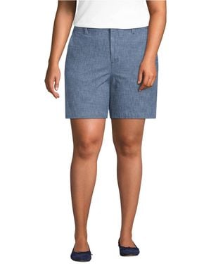 Lands' End Plus Size Classic 7" Shorts - Blue