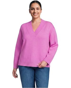 Lands' End Plus Size Cashtouch Deep V-neck Sweater - Purple
