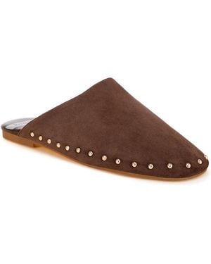 Rag & Co Corbera Studded Round-toe Leather Mules - Brown