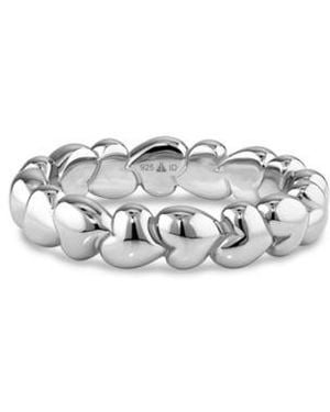 DEVATA Sweet Heart Eternity Band Ring In Rhodium Sterling Size 6 - Metallic