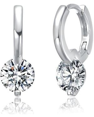 Rachel Glauber Radiant Gold Plated Cz huggie Hoop Earrings - Black
