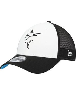 KTZ Black/white Miami Marlins 2023 On-field Batting Practice 39thirty Flex Hat