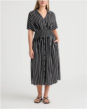 Ellen Tracy Smocked Waist Dress - Black