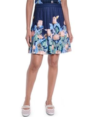 KARL LAGERFELD Floral Striped Mini A-line Skirt - Blue