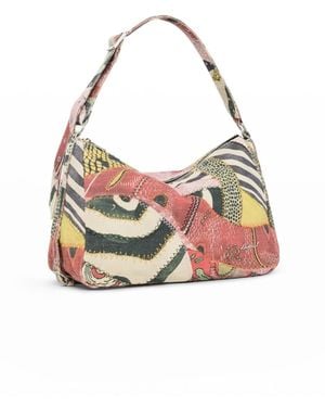 Desigual Zebra Print Medium Adjustable Shoulder Bag - White