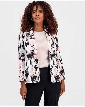 Kasper Printed Two-button Blazer - White