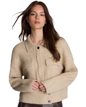 Kenneth Cole Ribbed-knit Long-sleeve Utility Jacket - Natural