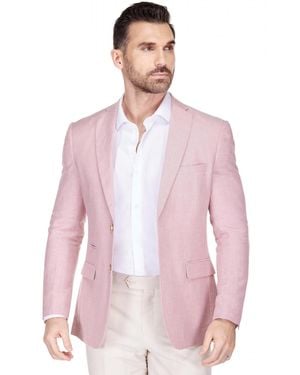 Gino Vitale Slim Fit Linen-blend Blazer - Pink