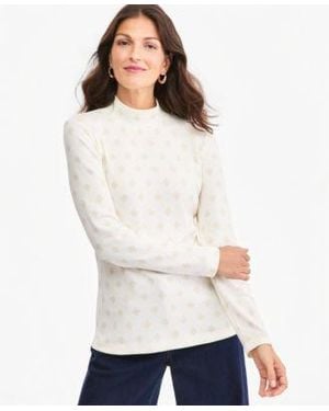 Style & Co. Style Co Printed Mock Neck Long Sleeve Tee Macys Exclusive - White