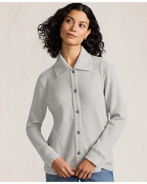 Lands' End Long Sleeve Waffle Collared Shacket - Gray