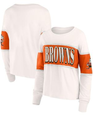 Fanatics Cream Cleveland Browns Antique Block Long Sleeve T-shirt - White