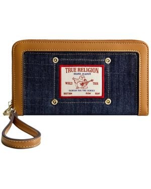 TRUE RELIGION Buddha Patch Zip Around Wristlet - Blue