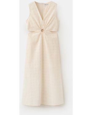 Mango Cutouts Openwork Cotton Dress - Natural