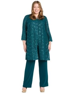 R & M Richards Plus Size 3-pc. Embellished Jacket - Green
