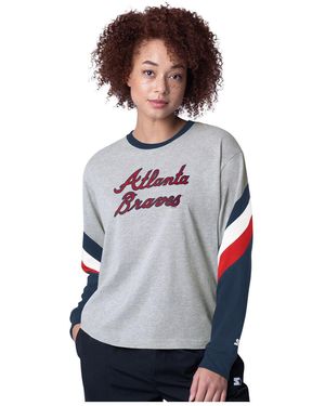 Starter Atlanta Braves Triple A Fashion Color Block Long Sleeve Top - White