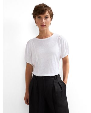 Phase Eight Arabel Linen Puff-sleeve T-shirt - White