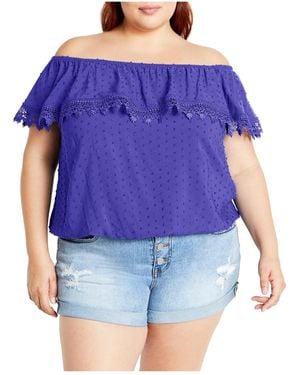City Chic Spot Sara Top - Blue