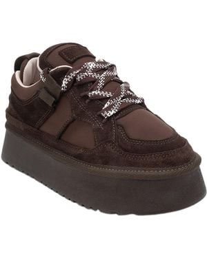Forever & Always Shoes Riven Leather Platform Sneaker - Brown