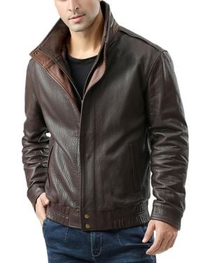 BGSD Men Brandon Leather Bomber Jacket - Gray