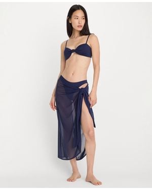 GOOD AMERICAN Mesh Midi Cover-up Sarong - Blue