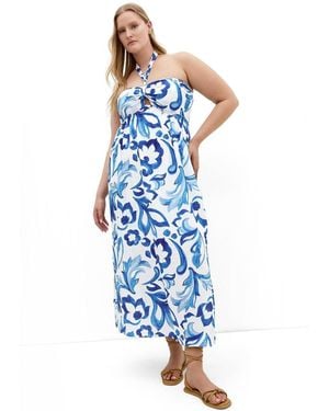 City Chic Peta Serene Print Maxi Dress - Blue