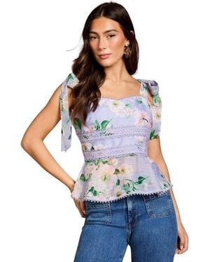Coast Square Neck Bow Shoulder Peplum Top - White