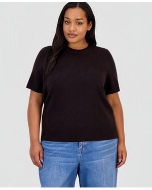 On 34th Trendy Plus Size Sweater-knit T-shirt - Black