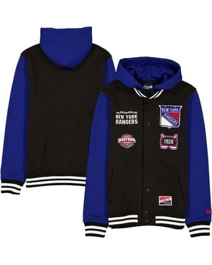 KTZ Black/blue New York Rangers Full-snap Fleece Hoodie Jacket