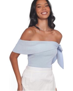 Petal & Pup Charama Off-shoulder Knit Bow Top - White