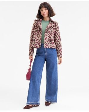 On 34th Brushed Animal Print Shrunken Peacoat - Red