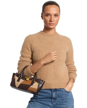 Michael Kors Brushed-alpaca Crewneck Long-sleeve Sweater - Blue