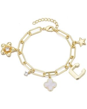 Adornia Gold Initial Chunky Charm Bracelet - Metallic