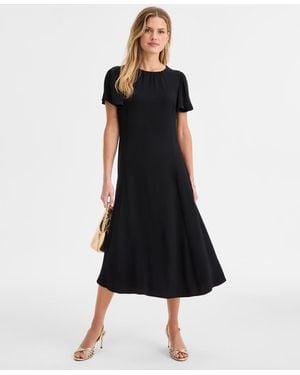 On 34th Flutter-sleeve Midi Dress - Black