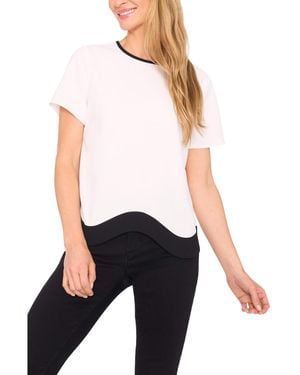 Cece Contrast-hem Short-sleeve Blouse - White