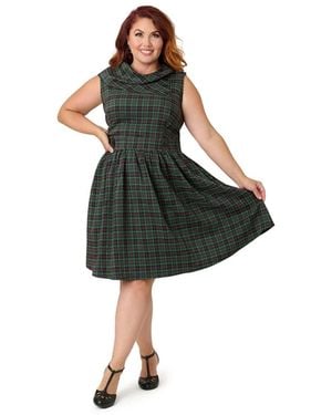 Smak Parlour Plus Size Funnel Neck Flare Dress - Black