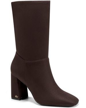 KARL LAGERFELD Saydie Block Heel Slouch Booties - Brown