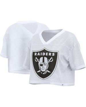 Fanatics Las Vegas Raiders Oversized Mesh Cropped V-neck Jersey - White