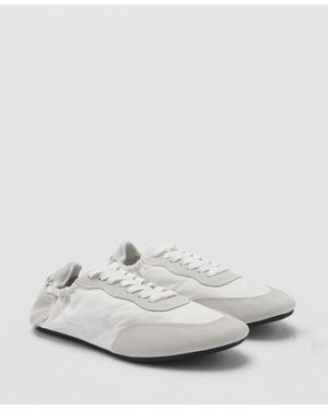 Mango Lace-up Leather Sneakers - White