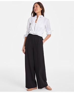 On 34th Mid-rise Side-stripe Wide-leg Pants - White