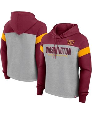 Fanatics Heather Gray/burgundy Washington Commanders Bold Play Call Pullover Hoodie - Purple