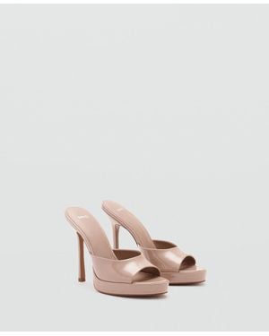 Mango Patent Leather Stiletto Heel Platform Lana Sandals - White