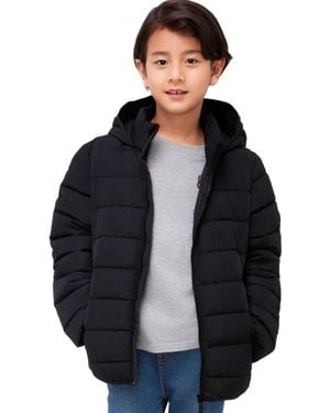 Rokka&Rolla Boys' Hudson Lightweight Hooded Puffer Jacket - Black
