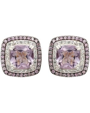 SUZY LEVIAN NEW YORK Suzy Levian Sterling Silver Cushion Cut Topaz And Sapphire Accent Stud Earrings - Multicolor
