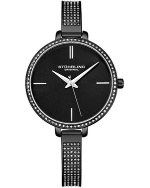 Stuhrling Mesh Stainless Steel Bracelet Watch 36mm - Black