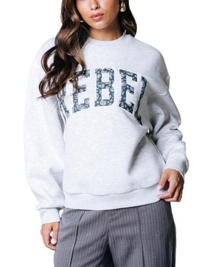 Colourful Rebel Rebel Paisley Patch Dropped Shoulder Sweat - Gray